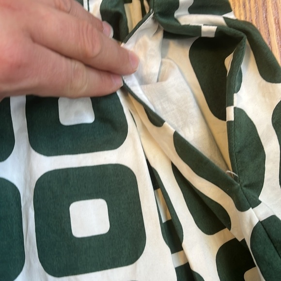 Boden Green White Mod Cotton Elastic Waist Pull On A Line Skirt w pockets 12 - Picture 5 of 6